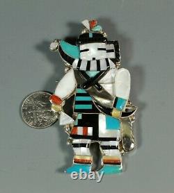 Eldred Martinez Zuni inlay Long Horn Kachina large Pendant Pin brooch