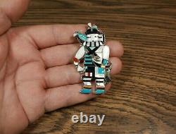 Eldred Martinez Zuni inlay Long Horn Kachina large Pendant Pin brooch