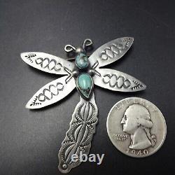 Elegant NAVAJO Hand Stamped Sterling Silver TURQUOISE DRAGONFLY PIN/BROOCH