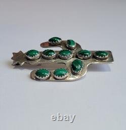Ella Peter Navajo Sterling Silver Malachite Saguaro Cactus Pendant Brooch Pin