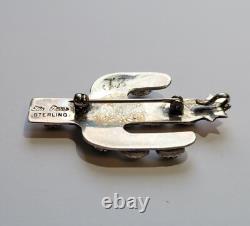 Ella Peter Navajo Sterling Silver Malachite Saguaro Cactus Pendant Brooch Pin
