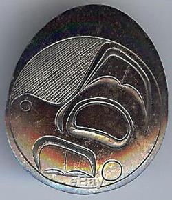 Elsie Nelson Vintage Haida Indian Silver Whale Pin