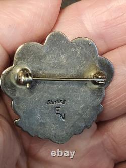 Elvis Nelson Navajo Druzy Quartz Heart Pin Brooch Sterling Silver Native Am