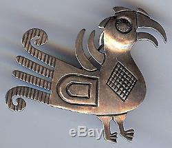 Elwood Reynolds Vintage Native American Sterling Silver Happy Chicken Pin