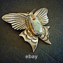 Ernest Bilagody NAVAJO Sterling Silver DRY CREEK TURQUOISE BUTTERFLY PIN