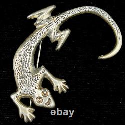 Estate F. L. Begay Native American sterling silver iguana pin