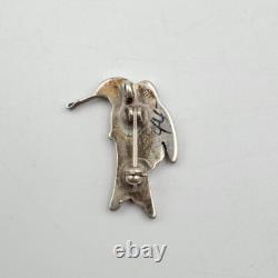 Eva Etsate Zuni Sterling Silver Gemstone Inlay Hummingbird Brooch Pin Pendant