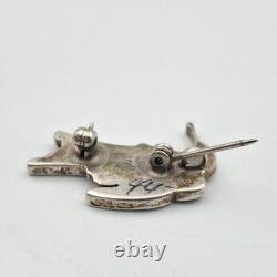 Eva Etsate Zuni Sterling Silver Gemstone Inlay Hummingbird Brooch Pin Pendant