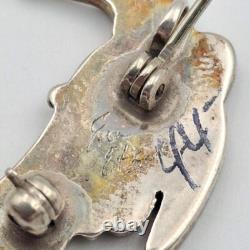 Eva Etsate Zuni Sterling Silver Gemstone Inlay Hummingbird Brooch Pin Pendant