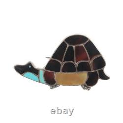 Eva Etstate Zuni Channel inlay sterling turtle pin