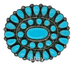 Exceptional Sleeping Beauty Turquoise Cluster Brooch Sterling Silver C. Begay