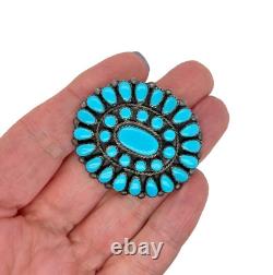 Exceptional Sleeping Beauty Turquoise Cluster Brooch Sterling Silver C. Begay