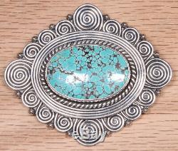 Exceptional Sterling Silver Turquoise Pin Pendant 514-7