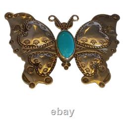 Expertly Carlisle Navajo Sleeping Beauty Turquoise Butterfly Pendant Brooch