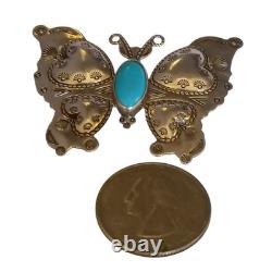 Expertly Carlisle Navajo Sleeping Beauty Turquoise Butterfly Pendant Brooch
