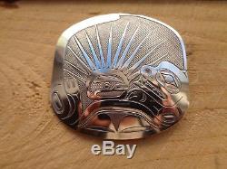 Exquisite Northwest Coast Etched Sterling Pendant/Pin With Otter & Sea Urchin
