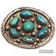 Exquisite Vintage Navajo Old Red Mountain Turquoise Cluster Sterling Silver Pin