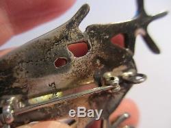 Exquisite Vintage Southwest Sterling Inlaid Semi Precious Stone Frog Pin/pendant