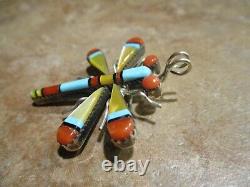 Exquisite Vintage ZUNI Sterling Silver Inlay DRAGON FLY Pin & Pendant