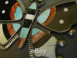 FEDERICO JIMENEZ multi stone sterling silver butterfly pin 3 7/8 x 2 3/8
