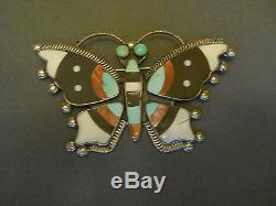FEDERICO JIMENEZ multi stone sterling silver butterfly pin 3 7/8 x 2 3/8
