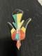 Fine Zuni Silver Pin Brooch Peyote Water Bird Native American Bold Colors