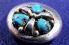 Frank Patania Thunderbird Shop Pin Brooch 3 Morenci Turquoise & Sterling Silver
