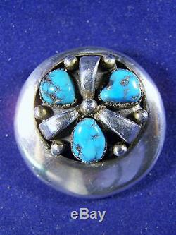 FRANK PATANIA Thunderbird Shop PIN Brooch 3 Morenci Turquoise & Sterling Silver