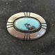 Frank Patania Signed Oval Pin Brooch With Morenci Turquoise & Sterling Silver