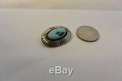 FRANK PATANIA signed OVAL PIN Brooch with Morenci Turquoise & Sterling Silver