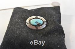 FRANK PATANIA signed OVAL PIN Brooch with Morenci Turquoise & Sterling Silver