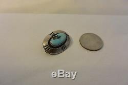 FRANK PATANIA signed OVAL PIN Brooch with Morenci Turquoise & Sterling Silver