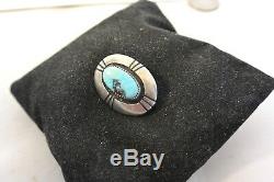 FRANK PATANIA signed OVAL PIN Brooch with Morenci Turquoise & Sterling Silver