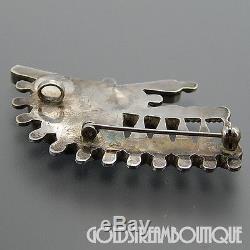 Fabian Cellicion Zuni Sterling Silver Multi Gemstone Inlay Sunface Pin Pendant