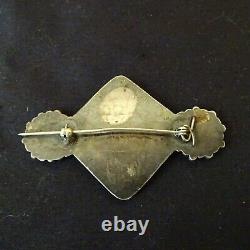 Fabulous Old Pawn 1940s ZUNI Sterling Silver TURQUOISE Petit Point PIN/BROOCH