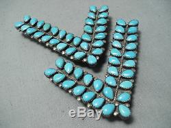 Fabulous Vintage Navajo Sleeping Beauty Turquoise Sterling Silver Collar Pins