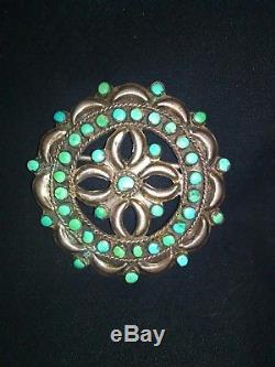 Fantastic Sterling Silver and Turquoise Pendant/PinOld Pawn