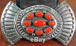 Fb Navajo Sterling Silver Pin Brooch Native American Overlay 9 Coral Cluster