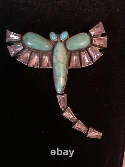 Federico jimenez turquoise Amethyst dragonfly pin/pendant