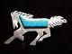 Fine Inlay Sterling Silver Turquoise Pin By Ervin Tsosie 2158