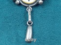 Fine Sterling Silver Zuni Pin, Pendant w Oval Turquoise Setting 1 3/4 by 3/4 in