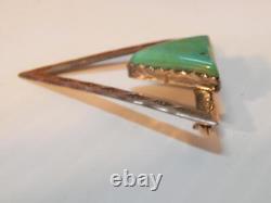 Fine Vintage Navajo Indian Sterling Silver Turquoise Modernist Dsgn Pin