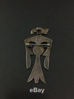 Frances Jones Vintage Navajo Thunderbird Sterling Silver Pin Brooch Pendant