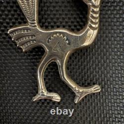 Francis Jones Navajo Sterling Silver Roadrunner Bird Brooch Pin Vintage