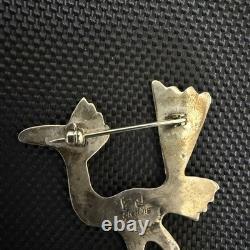 Francis Jones Navajo Sterling Silver Roadrunner Bird Brooch Pin Vintage Francis Jones Navajo Sterling Silver Roadrunner Bird Brooch Pin Vintage