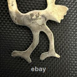 Francis Jones Navajo Sterling Silver Roadrunner Bird Brooch Pin Vintage