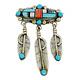 Francis Melvin Navajo Sterling Silver Multi Stone Southwest Feather Brooch Pin