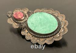 Frank Brihilda Coriz Turquoise Spiny Oyster Sugilite Sterling Brooch Pin S. D. P