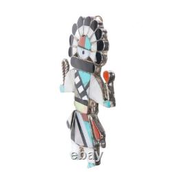 Frank Lahaleon Zuni sterling silver Kachina pendant/pin channel inlay