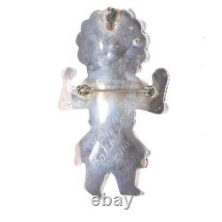 Frank Lahaleon Zuni sterling silver Kachina pendant/pin channel inlay